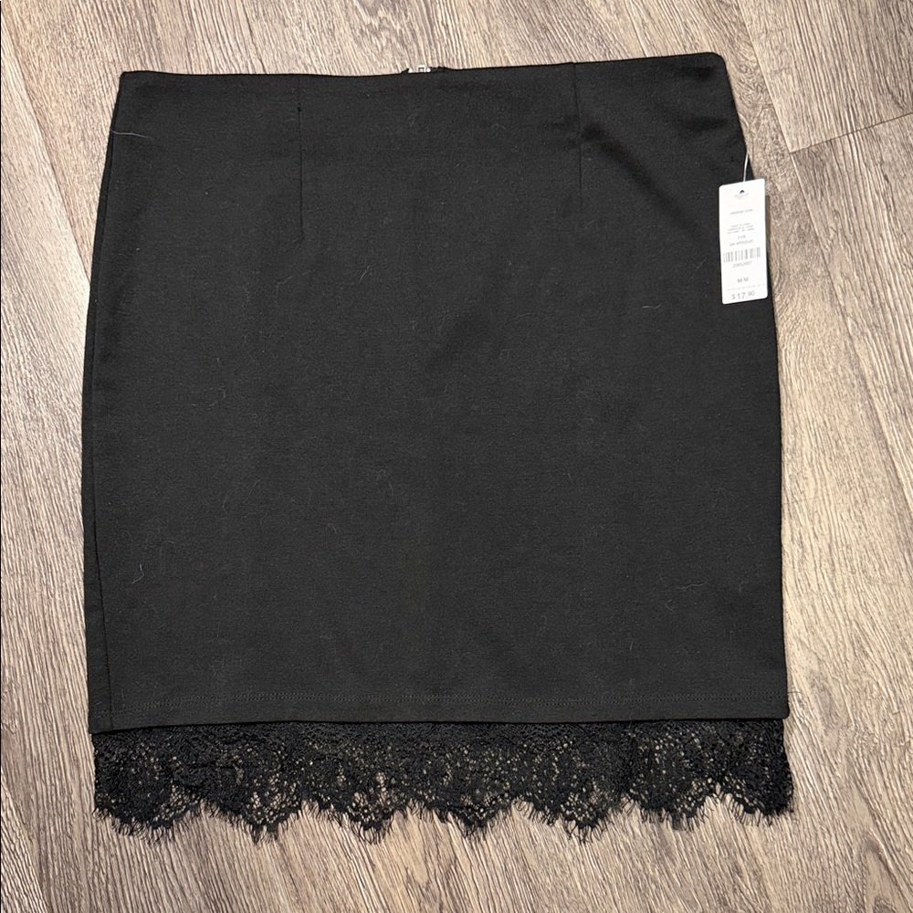 Ardene Black Pencil Skirt with Lace Hem